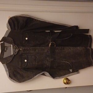 Athina Denim Puff Sleeve Mini Dress, Color Black/Grayish, Size L